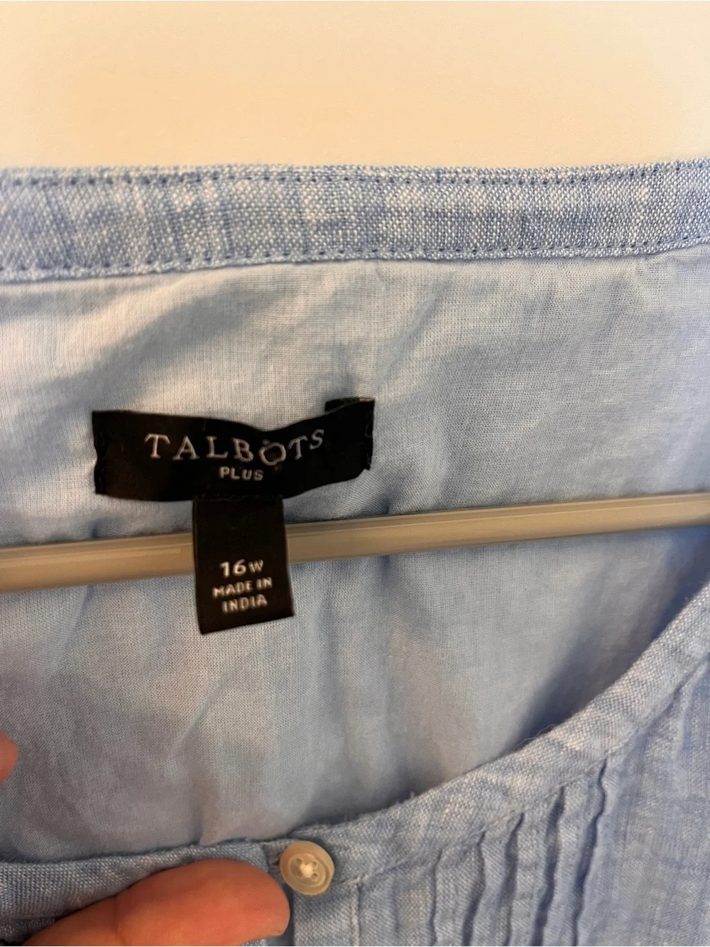 Talbots Light Blue Linen Button-Front Top - Picture 3 of 4